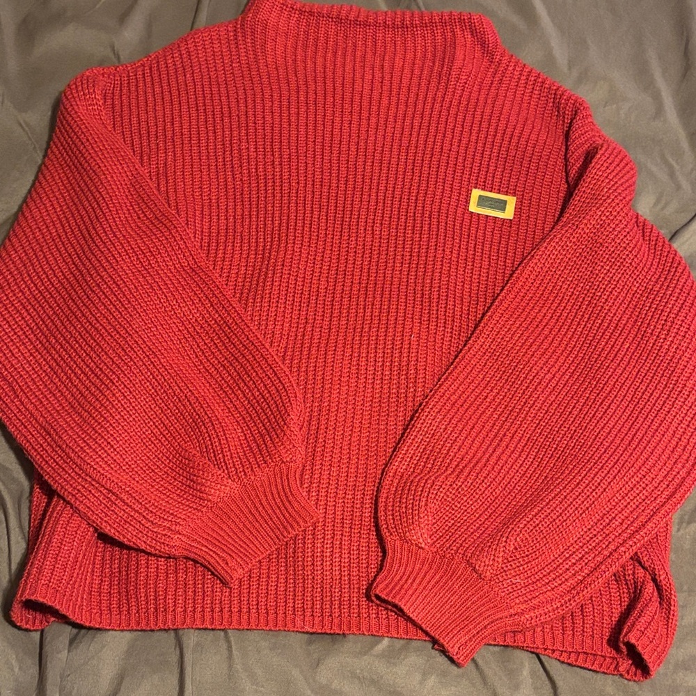 Cozy Red Knit Sweatshirt